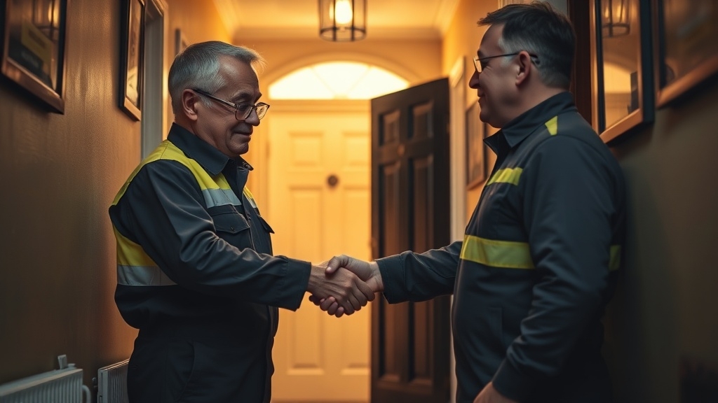 Engineer shaking hands with a Isleworth homeowner after locating their leak